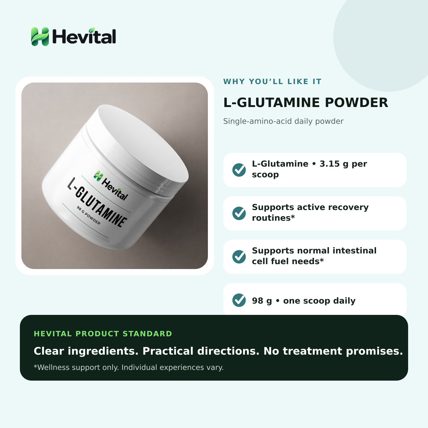 Hevital L-Glutamine Powder - Image 2