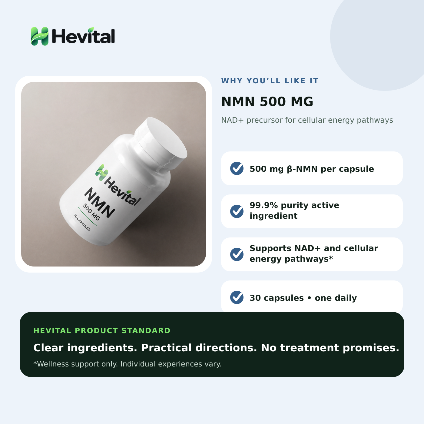 Hevital NMN 500 mg Capsules - Image 2