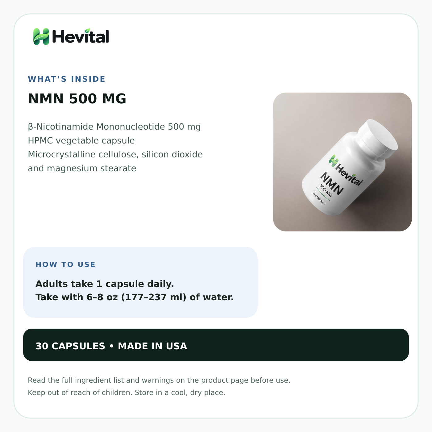 Hevital NMN 500 mg Capsules - Image 3